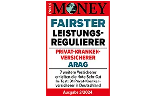 Focus Money Siegel Fairster Leistungsregulierer 2024 - Private Krankenversicherung ARAG