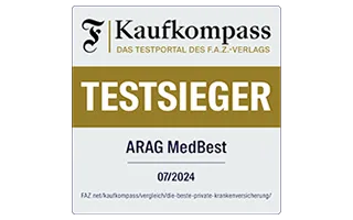 Siegel FAZ Kaufkompass Testsieger ARAG 2024